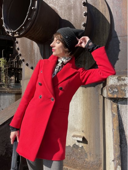 Kabát La Gabriella 5338-106 červený krátký styl blazer