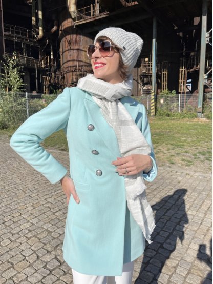 Kabát La Gabriella 5338-504 mentolový krátký styl blazer