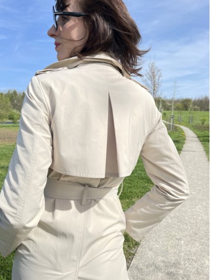 Kabát La Gabriella 5366-681 béžový tmelový trenčkot dlouhý