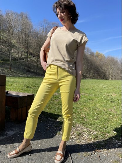 Kalhoty Atelier Gardeur Denise žluté cigaretový střih