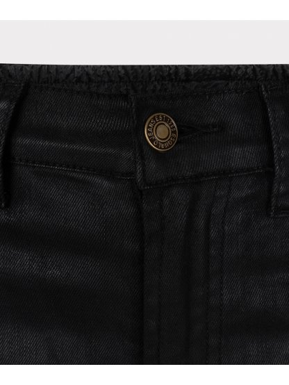 Kalhoty Esqualo 12700 černé džíny s efekty kůže