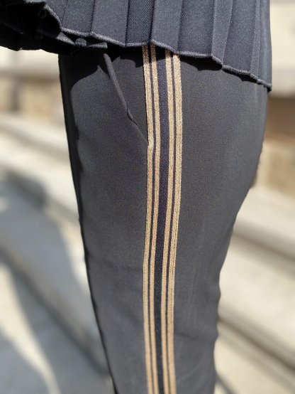 Kalhoty Lauren Vidal černé s lampasem bronze