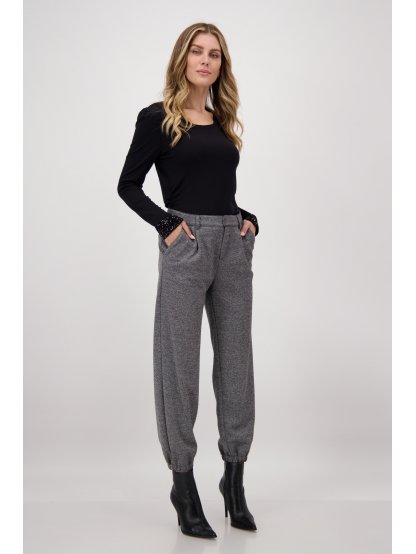 Kalhoty Monari 6096 šedé trendy melírované