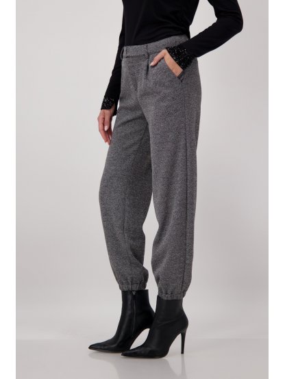 Kalhoty Monari 6096 šedé trendy melírované