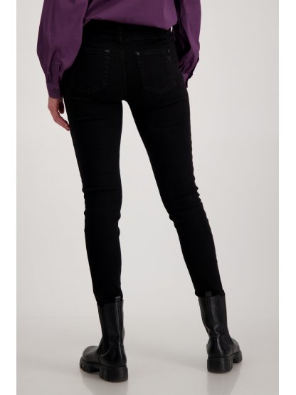 Kalhoty Monari 6413 černé džíny s kamínky