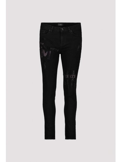 Kalhoty Monari 6413 černé džíny s kamínky