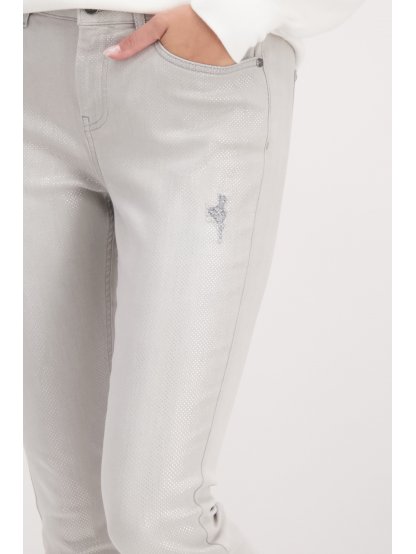 Kalhoty Monari 6528 světle šedé s leskem džíny
