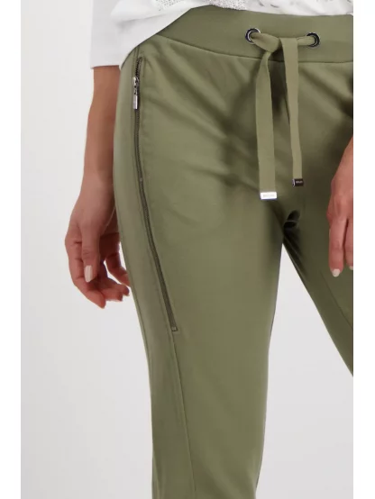 Kalhoty Monari 8044 khaki s elastickým pasem 