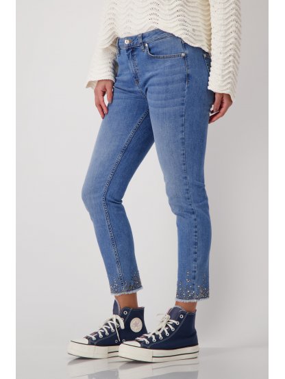 Kalhoty Monari 8395 světle modré džíny s kamínky