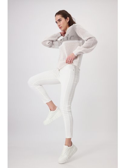 Kalhoty Monari 8411 bílé s elastickým pasem 