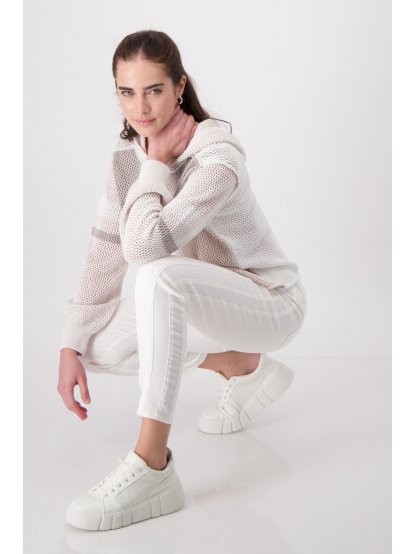 Kalhoty Monari 8411 bílé s elastickým pasem 