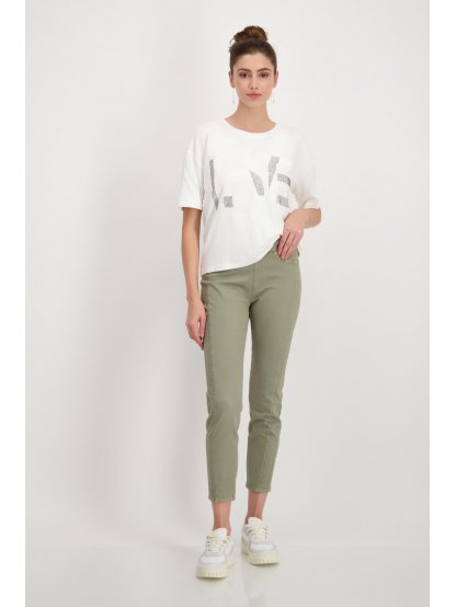 Kalhoty Monari 8411 zelené s elastickým pasem 