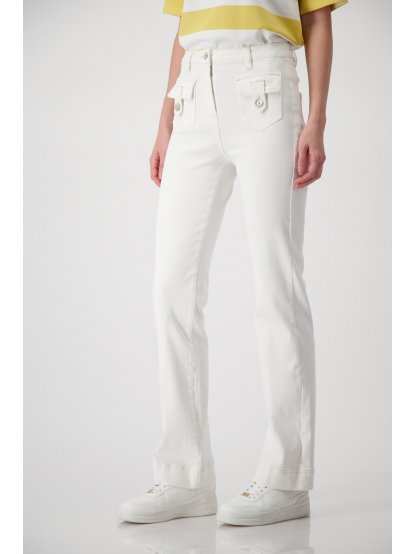 Kalhoty Monari 8842 bílé džíny do zvonu 