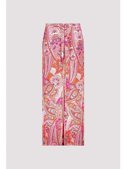 Kalhoty Monari 8873 meruňkovo růžové široké paisley vzor