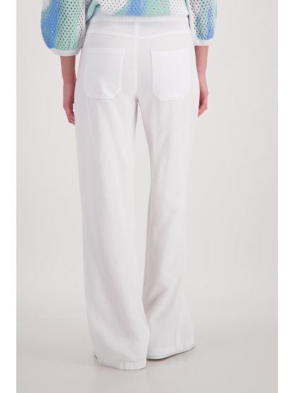 Kalhoty Monari 7910 bílé široké s přezkou v pase
