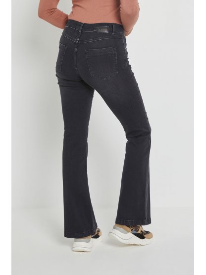 Kalhoty Para Mi Jade D23 lomené černé zvonové džíny 