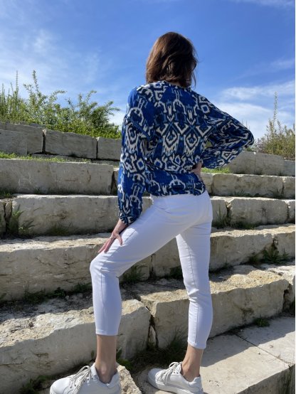 Kalhoty Para Mi Jill bílé úzké capri džíny