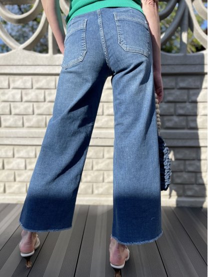Kalhoty Para Mi Mira středně modré široké džíny