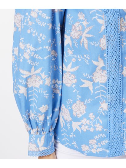 Košile Esqualo 16011 světle modrá květinová s puff rukávem