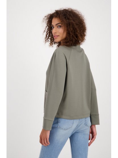 Mikina Monari 7680 khaki zelená s kapsami