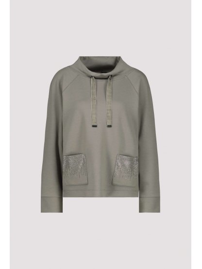 Mikina Monari 7680 khaki zelená s kapsami