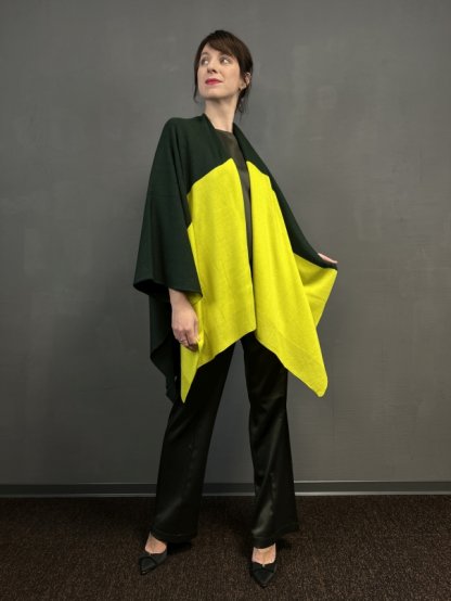 Pončo Kyra Colorblock zeleno limetové 