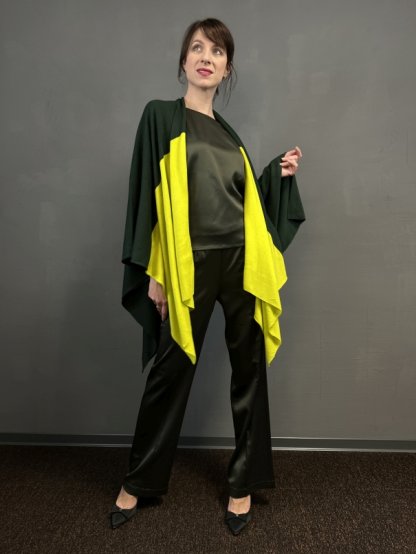 Pončo Kyra Colorblock zeleno limetové 