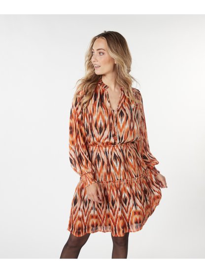 Šaty Esqualo 14715 pomerančové s trendy vzorem 