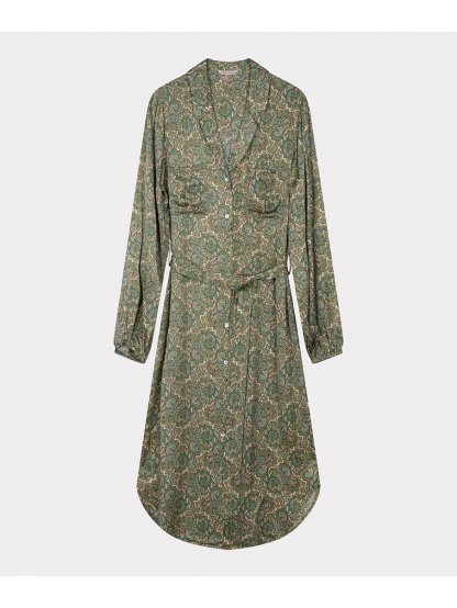 Šaty Esqualo 15522 zelené paisley vzor dlouhé
