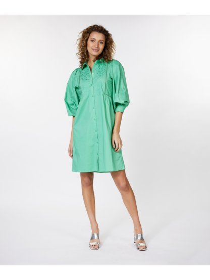 Šaty Esqualo 16025 zelené košilové s výšivkou
