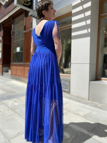Šaty Marselini královsky modré dlouhé kaskády