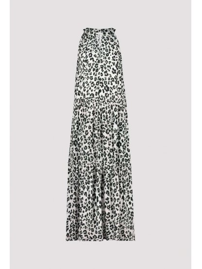 Šaty Monari 8676 šedo černé leopardí dlouhé