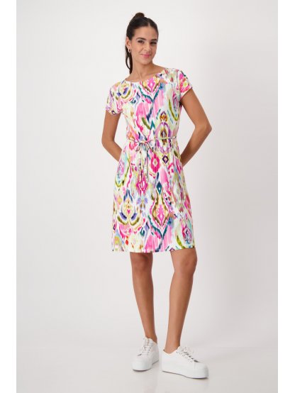 Šaty Monari 8759 růžové pestrobarevné se vzorem 
