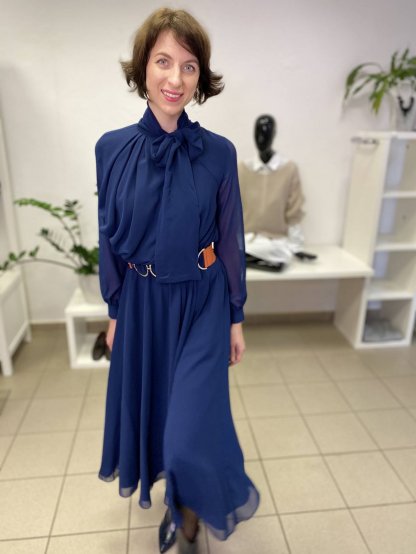 Šaty N. Morozov modré šifon