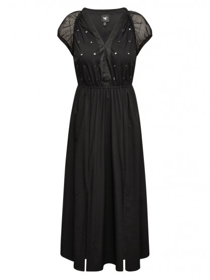 Šaty Nu Denmark 8009-23 černé s kovovými detaily dlouhé