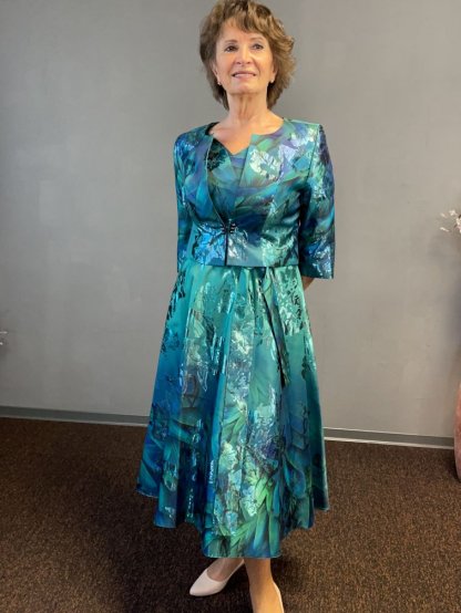 Šaty Poza Francesca zelené taftové s bolerkem