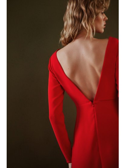 Šaty Tova Virgo červené dlouhé s odhalenými zády