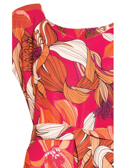 Šaty Zaps Madera fuchsie s oranžovou květ