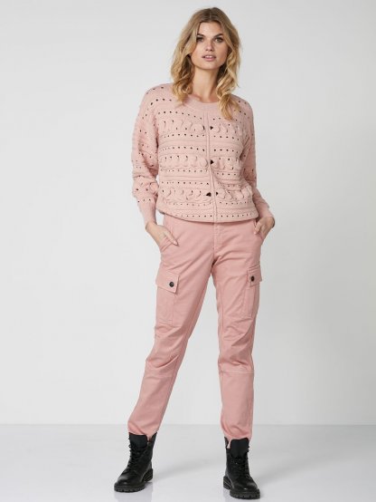 Svetr NU Denmark 7776-50 růžový s perforací