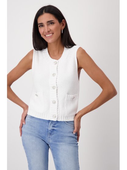 Top Monari 0020 bílý úpletový ve stylu vesty