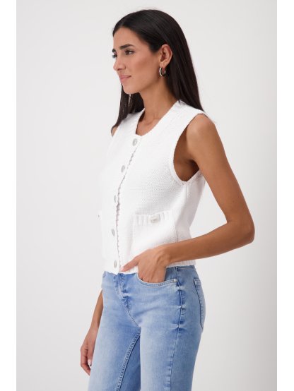 Top Monari 0020 bílý úpletový ve stylu vesty