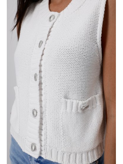 Top Monari 0020 bílý úpletový ve stylu vesty 2