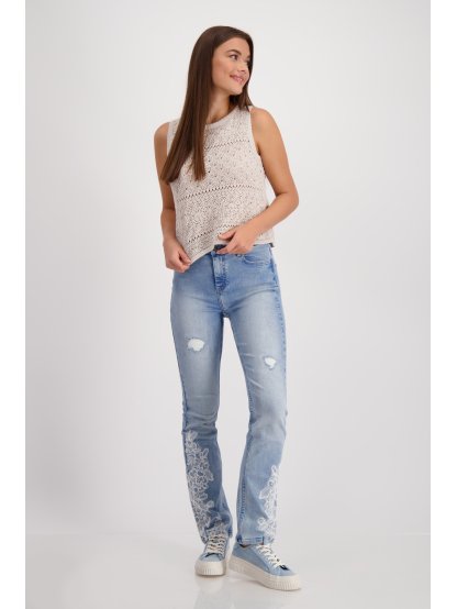 Top Monari 9525 béžový háčkovaný bez rukávů