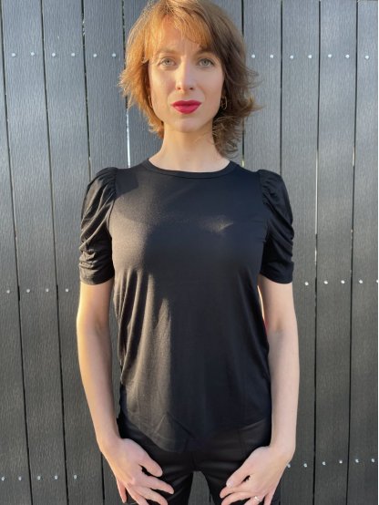 Tričko Esqualo 30510 černé s řaseným rukávem