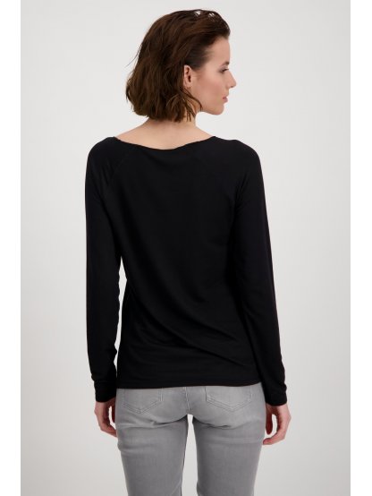 Tričko Monari 6352 černé basic s dlouhým rukávem