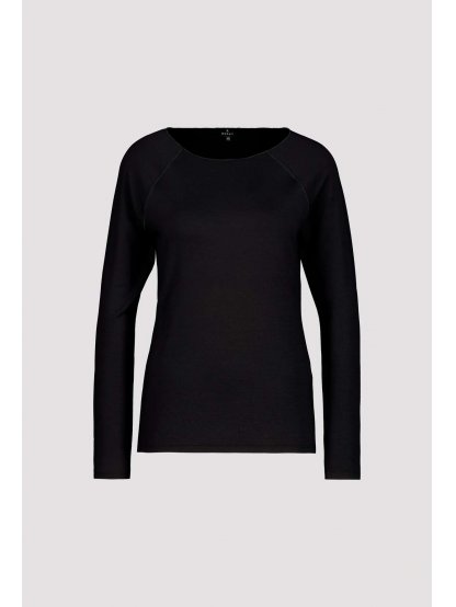 Tričko Monari 6352 černé basic s dlouhým rukávem