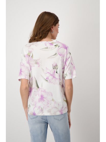 Tričko Monari 8225 bílé s květinovým potiskem 