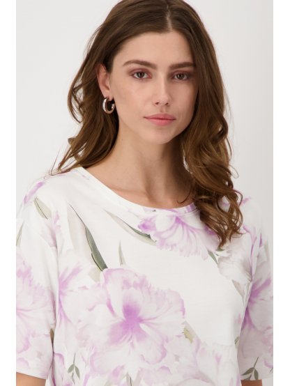 Tričko Monari 8225 bílé s květinovým potiskem 