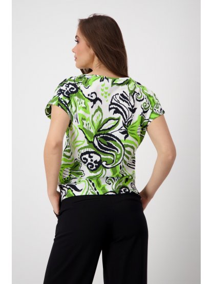 Tričko Monari 8593 zelené limetkový vzor