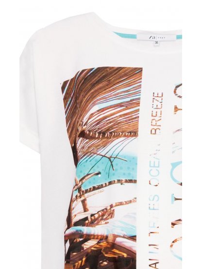 Tričko Zaps Majrita jemné bílé prodloužené tropický print